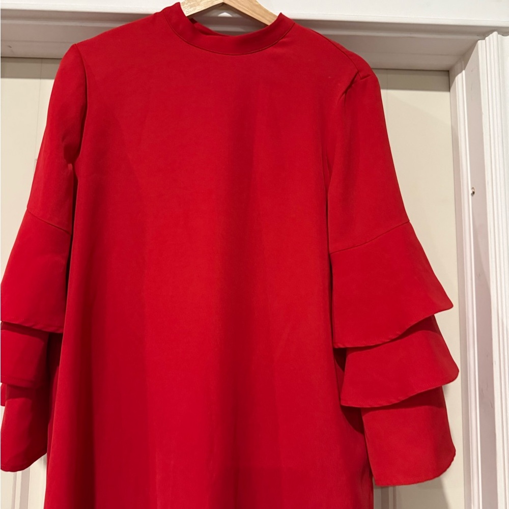 Chelsea Red Ruffle Sleeve Dress - Picture 4 of 13